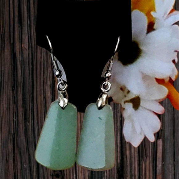 Amore Semi Precious Aventurine Stone Earrings - Picture 3 of 10